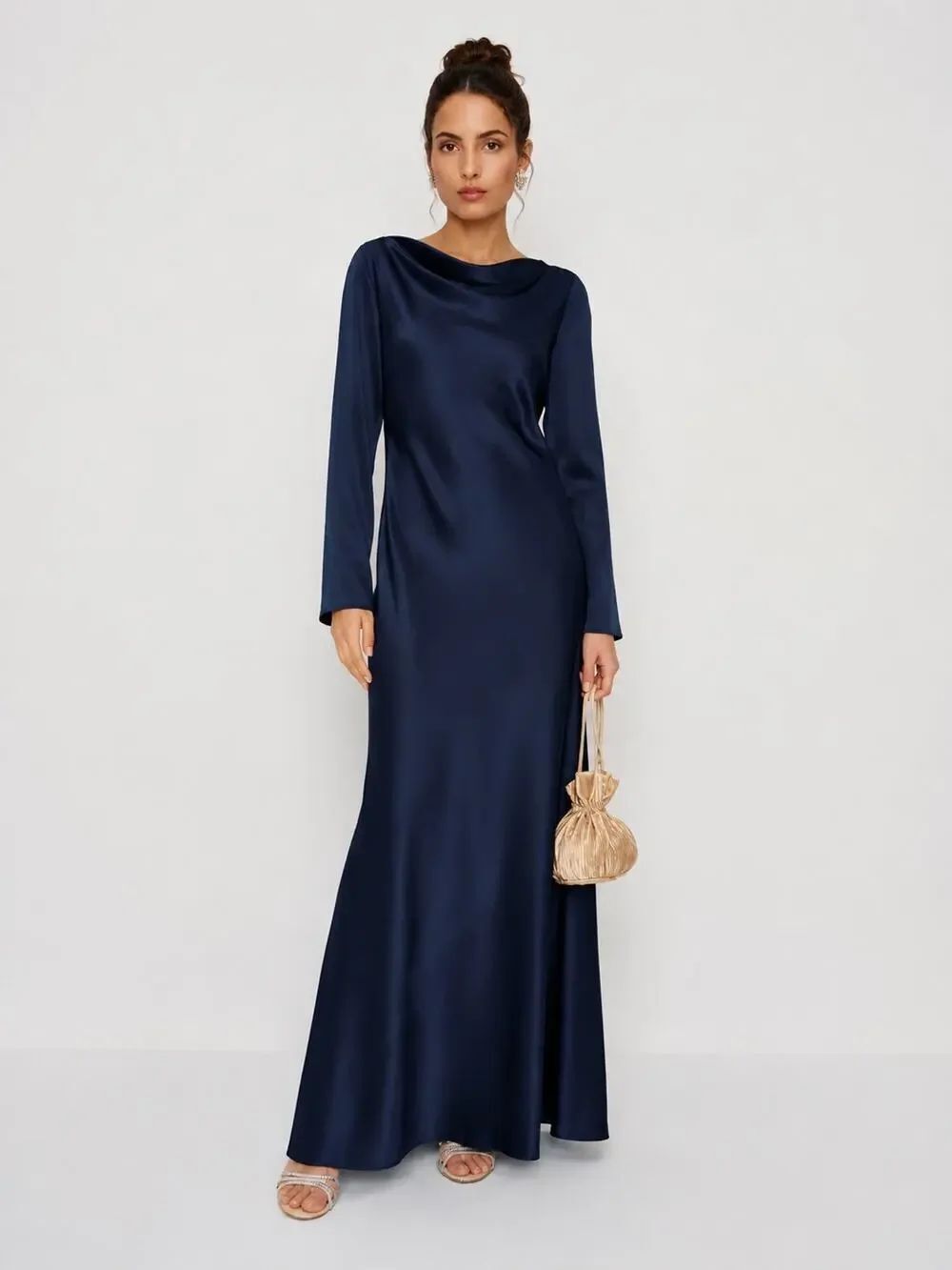 Reformation Pike Maxi silk dress Navy US8